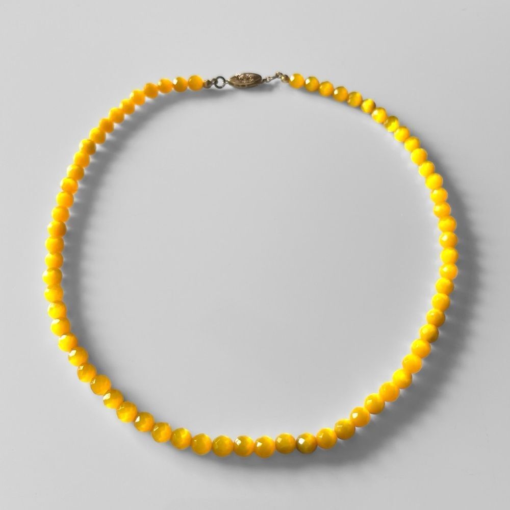 14KG Faceted Yellow Gemstone Beaded Necklace